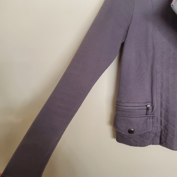 SOFT by Joie XS Quilted Moto Knit‎ Jacket Gray Asymmetrical Zipper Long Sleeve - Picture 5 of 9